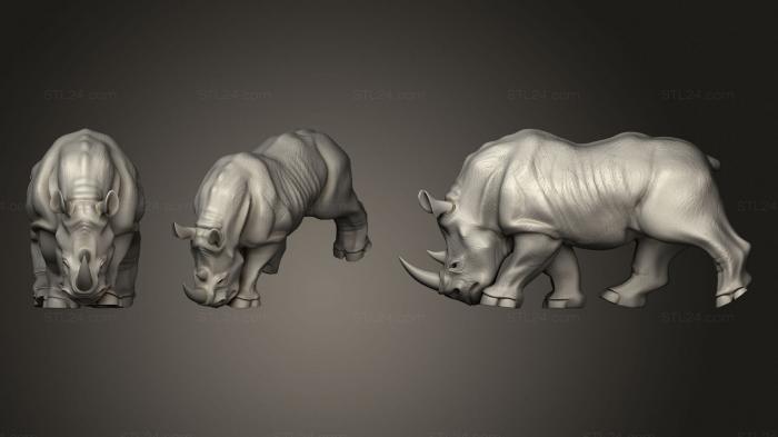 Статуэтки животных (Носорог, STKJ_2430) 3D модель для ЧПУ станка